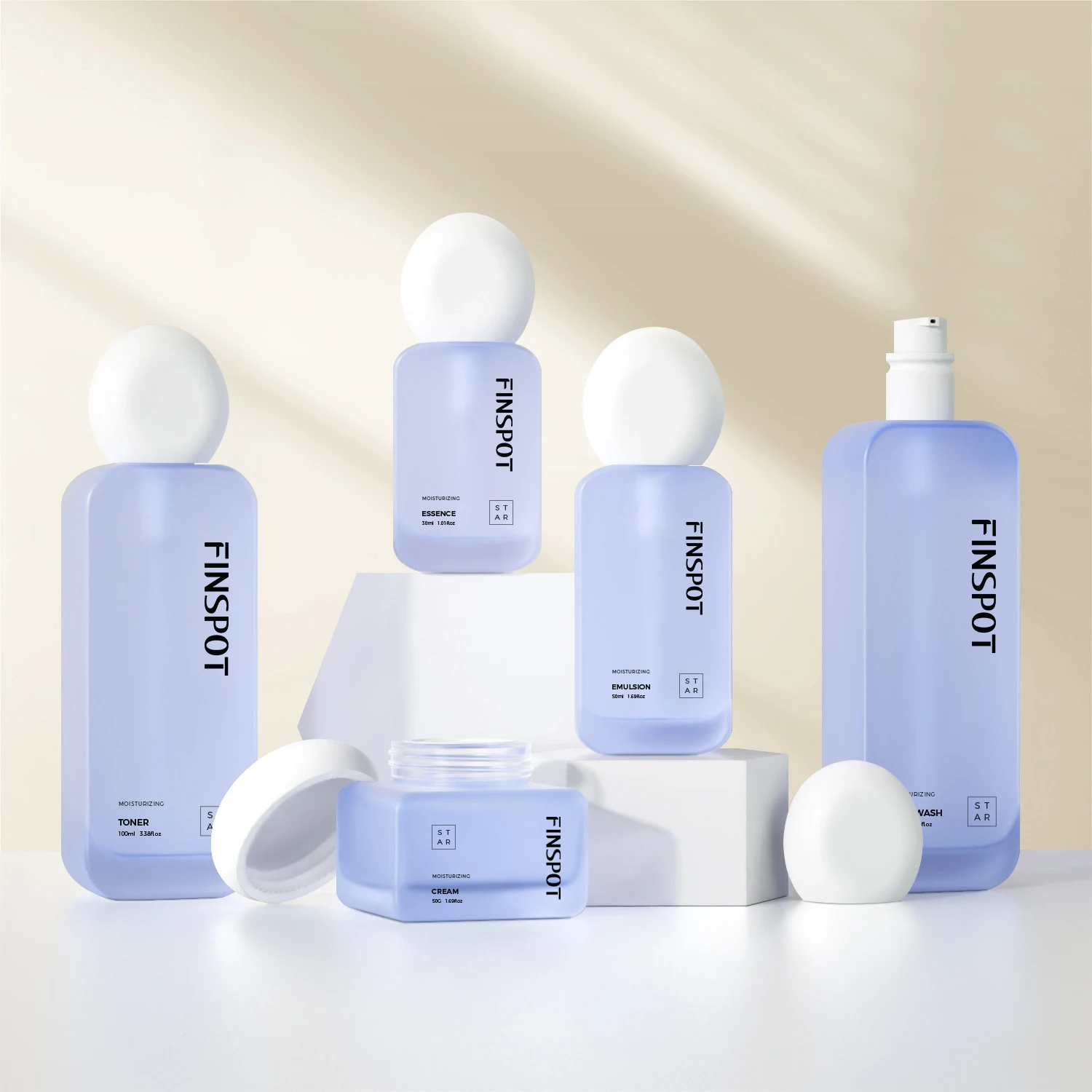 Wholesale Free Sample Empty Flat Square Cosmetic Glass Bottles and Jars Sets 30ml 50 ml 100ml Skincare Bottles Packaging Luxury