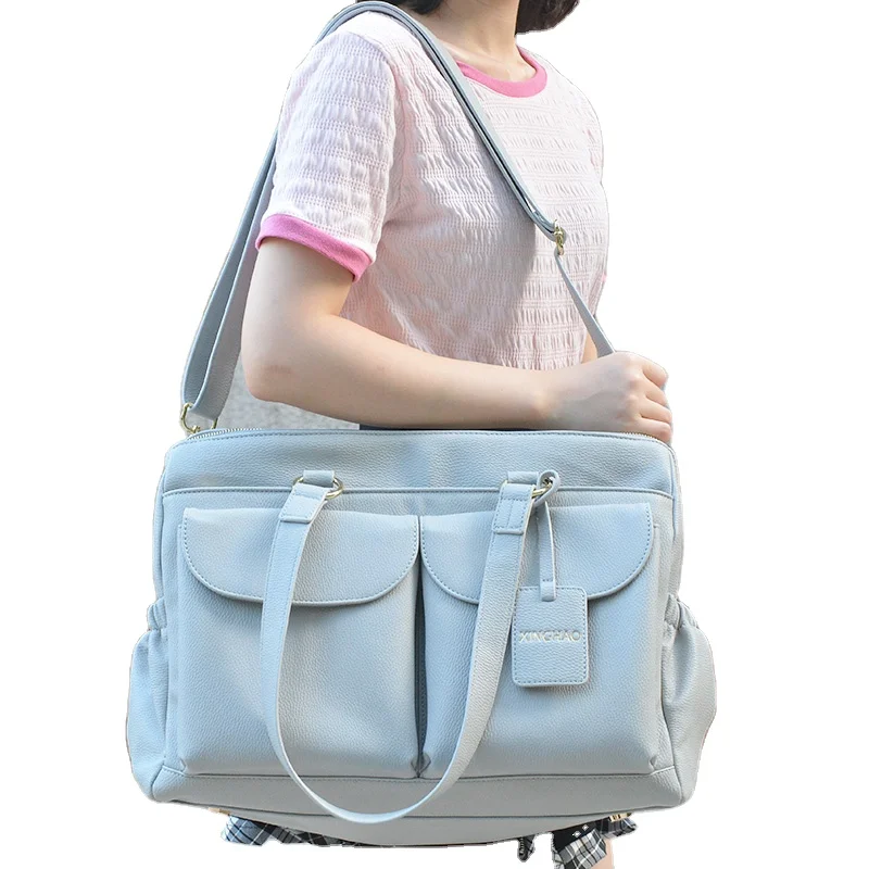Large Capacity Leather Maternity Baby Bag Nursery Fashion Travel Nappy Bag Organizer Diaper Totes For Mothers