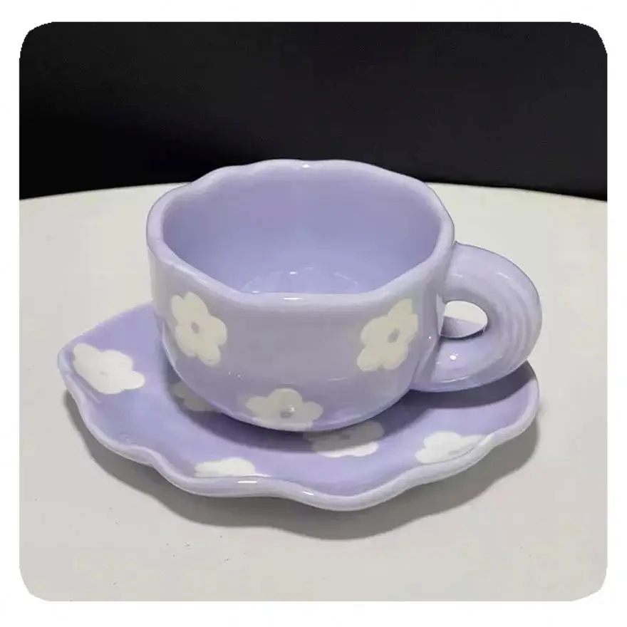 New Nordic Style Ceramics Stoneware Cups Handmade Coffee Mugs Customized Clay Tea Cup And Saucer
