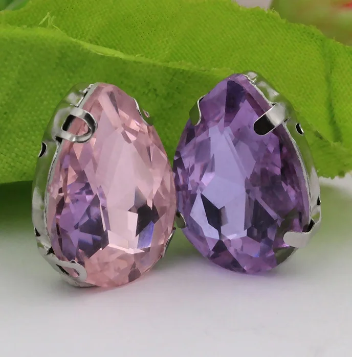 hmt194 300pcs Fancy tear drop flatback crystal buttons loose sew on rhinestone buttons with metal for wedding dress