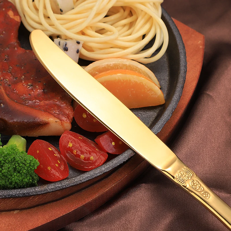 Vintage 18/10 Stainless Steel Food Grade Cutlery Sets,Baroque Style Flatware Sets For Wedding Events