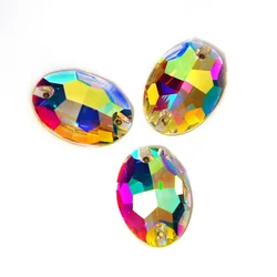 3210 Oval Glass Crystal Sew On Rhinestones Flat Back Stones Used For Garment Shoes Bags