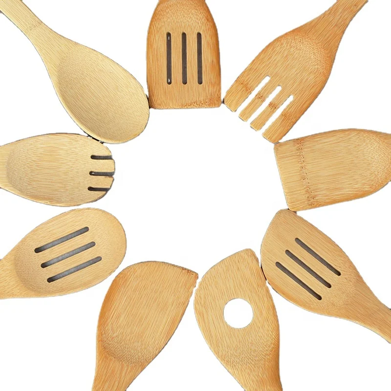 Wholesale Bamboo Utensils Set Cooking Spoon Spatula Bamboo Turner Kitchen Utensils