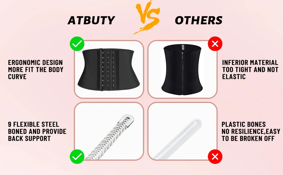 Faja Colombianas Women Underwear 9 Steel Bones Short Torso Latex 7 Inches Waist Trainer Corset Shapers