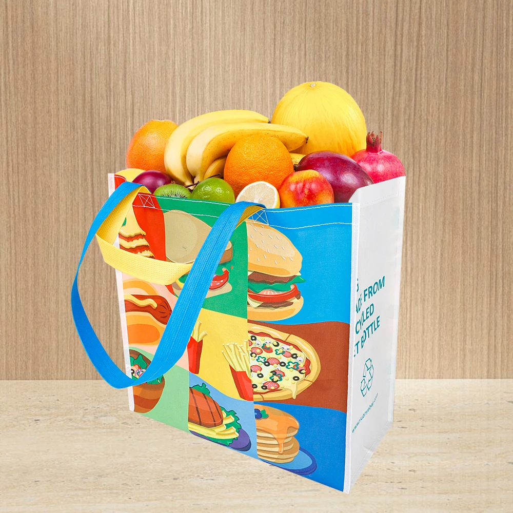 OEM/ODM grocery supermarket bag ECO reusable RPET non woven shopping tote bag with custom logo