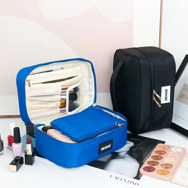 DICHOS Cosmetic Bag Custom Logo Lightweight Nylon Portable Custom Makeup Bag  Travel Storage Handbag With Zipper  For Women