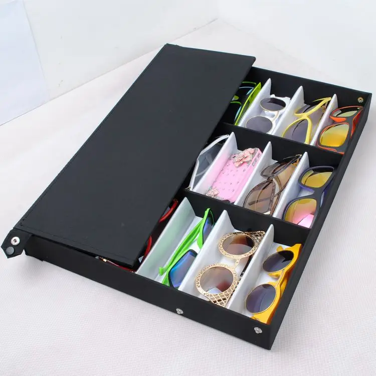 2020 Luxurious 18 pcs Clear PU Cover Storage box for Eyewear Sunglasses Display Stand