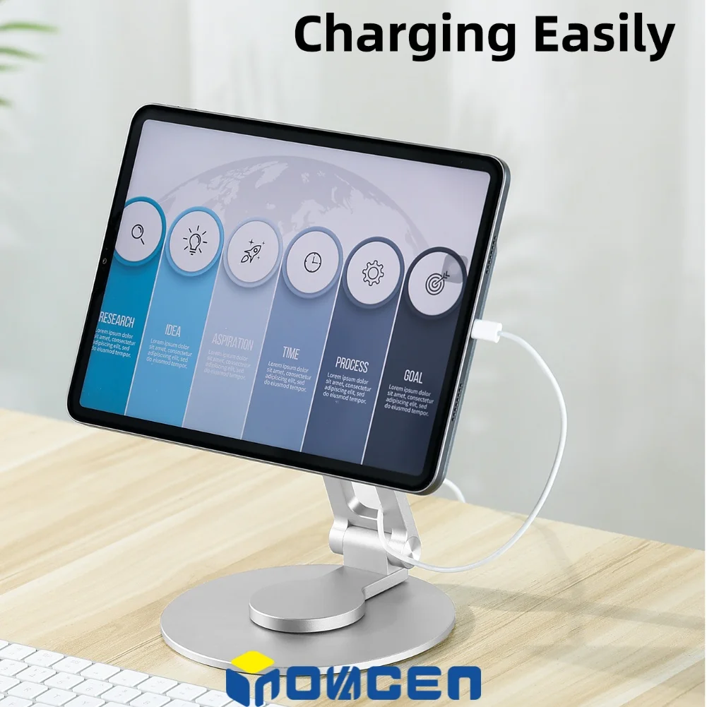 INOVAGEN Magnetic Tablet Stand Rotated Base;360 Rotation Height Adjustable Foldable Tablet Desk Holder