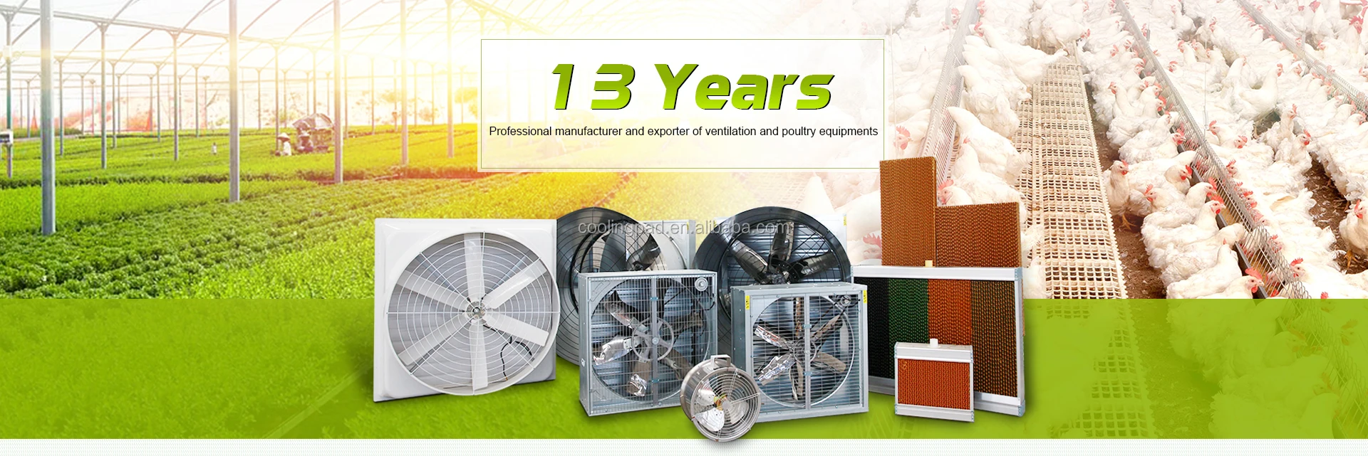 
Greenhouse cooling pad system and ventilation exhaust fan system 