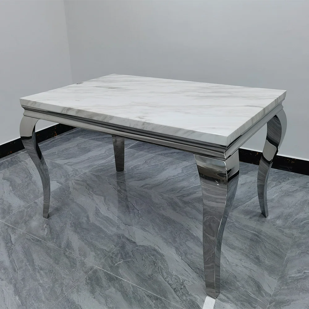 Wooden Countertops Rectangular Stainless Steel Dining Table For Home Hotel Furniture