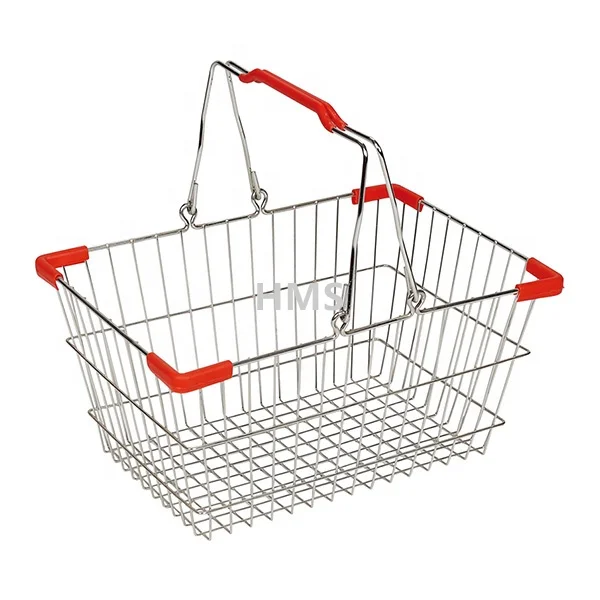Smart Shopping Basket Plastic Rolling Shopping Basket for Supermarket
