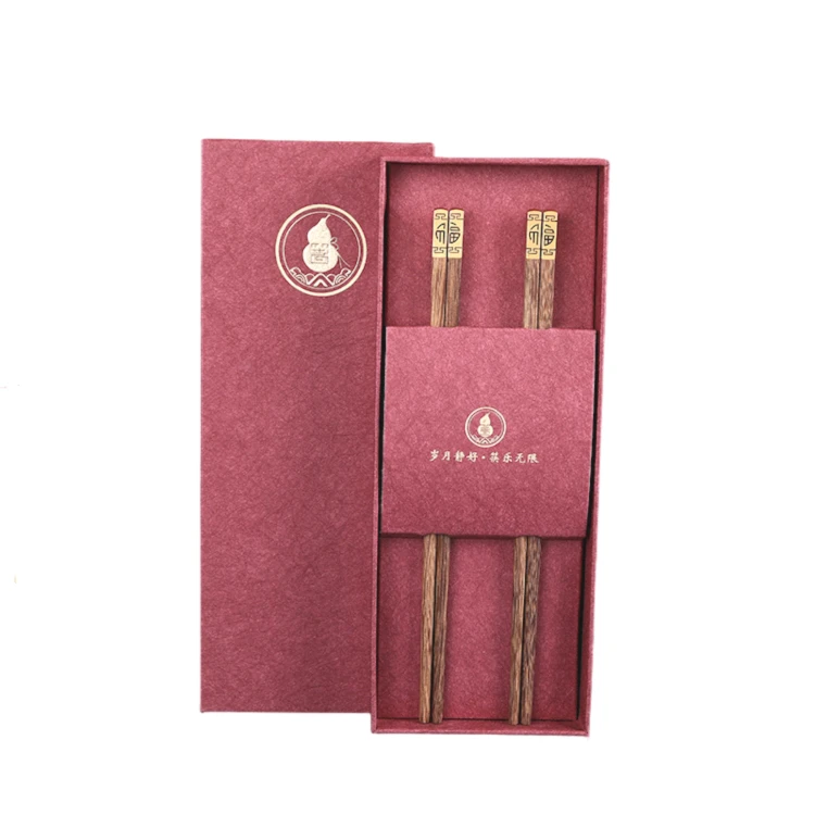 Environmental protection wooden chopsticks silk printing Fu metal head 2 double gift box