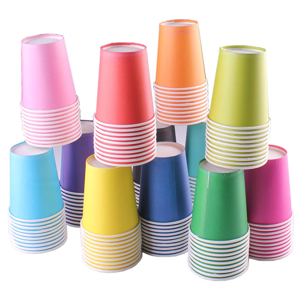 Disposable Paper Juice Cup DIY Decoration Baby Shower Kids Birthday Wedding Picnic Pure Colour Paper Cup