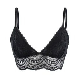 Wholesale seamless deep V lace girl ladies bra wireless thin underwear sexy lingerie bras for women