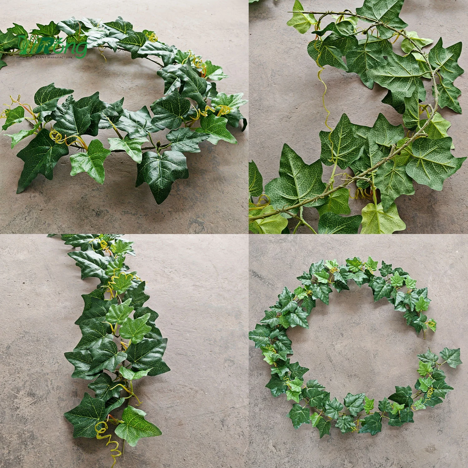 Uv protection Artificial Mallow Plant Plastic Silk Green Wall Hanging Rattan Leaves For Outdoor Garden Home Ceiling Decoration