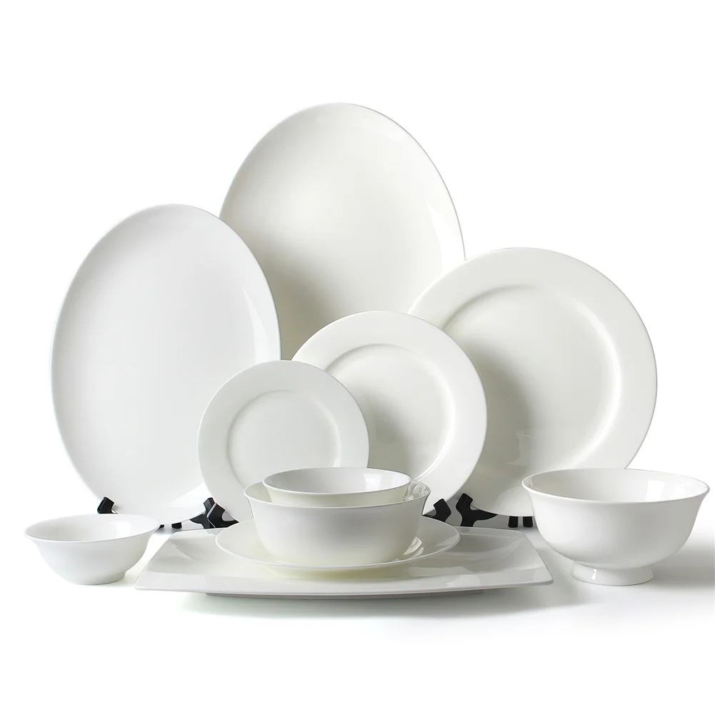 Оптовая продажа AOOSY Pure White Kostefine China Обеденные тарелки Круглые свадебные