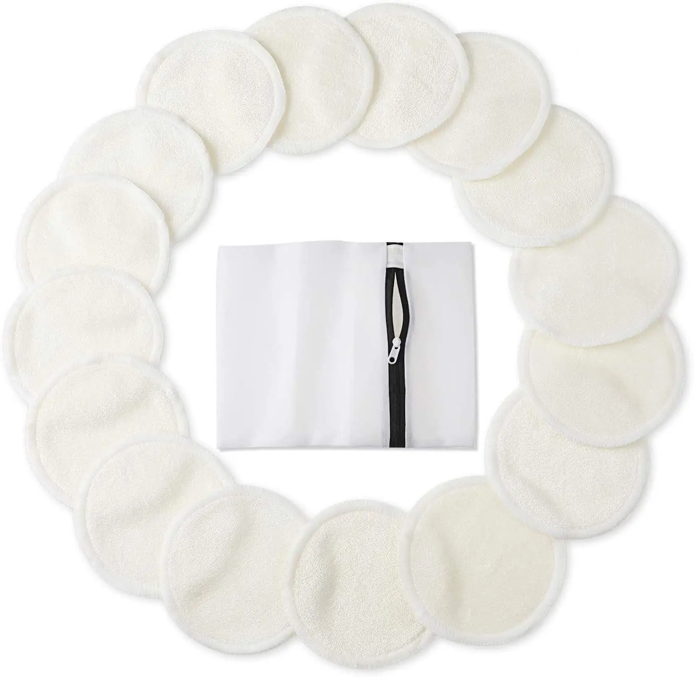 Super September Organic Bamboo Cotton Reusable Makeup Remover Pads Washable Eco-friendly Natural Bamboo Cotton pad