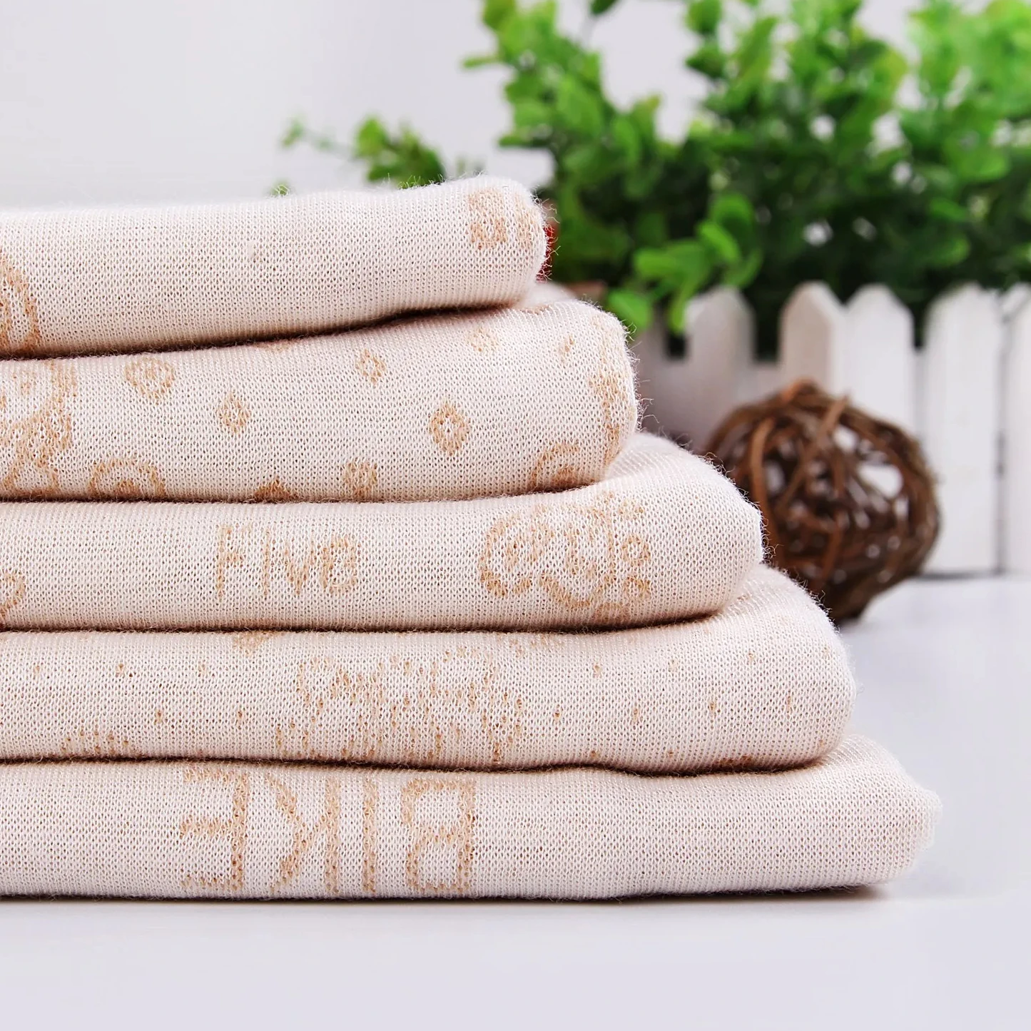 High Quality 185gsm Knitted Natural Colored Combed Cotton Soft Jacquard 100% Interlock Fabric Cotton