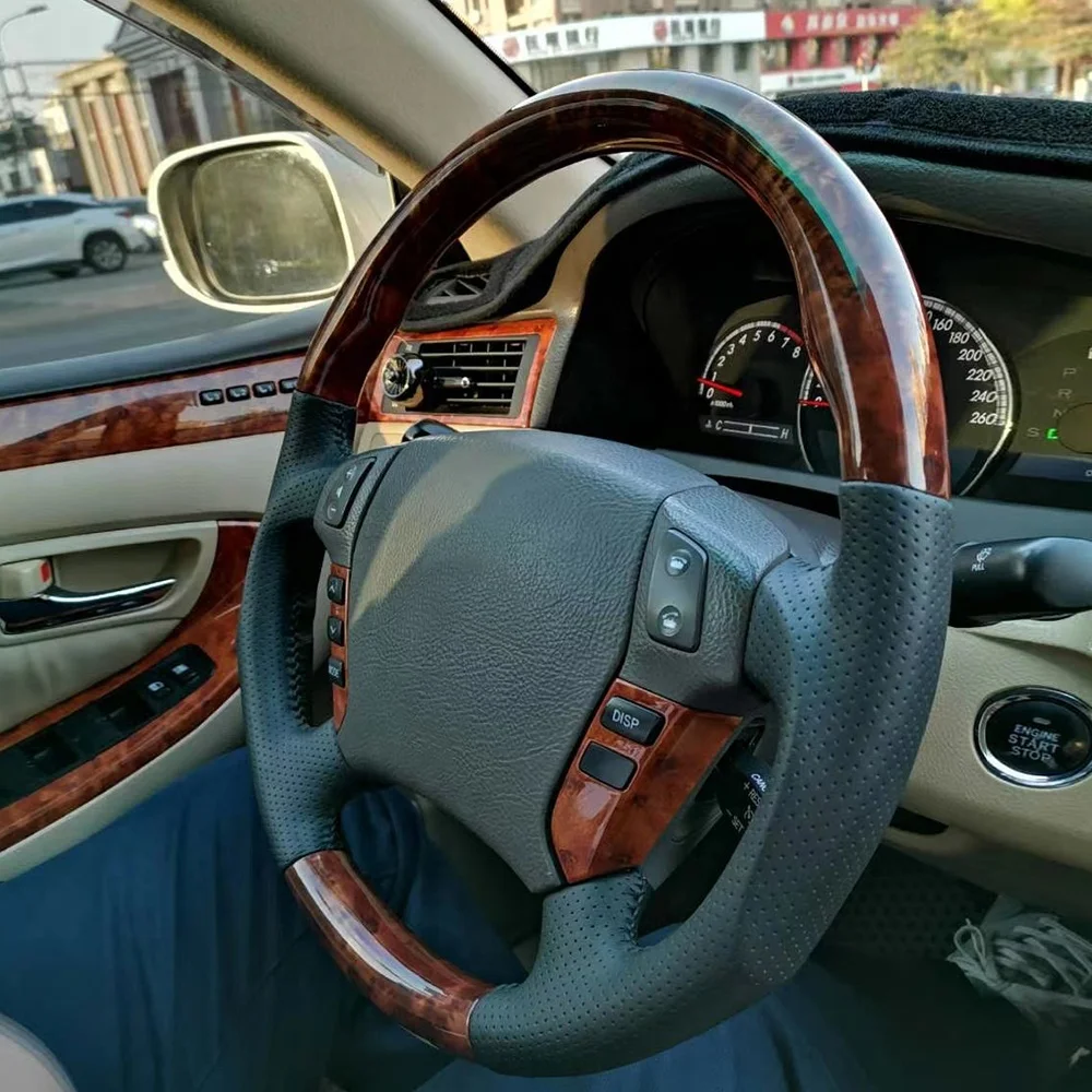 Рулевое колесо из алюминиевого сплава с серой деревянной текстурой для Toyota crown 2006 2008 индивидуальная автомобильная ручка спортивный стиль отделка