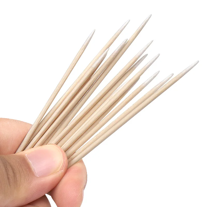 Factory Supply Cotton Buds Wooden Stick Single-head Industrial Cleanroom Cotton Swab Tattoo Lipstick Cotton Swabs