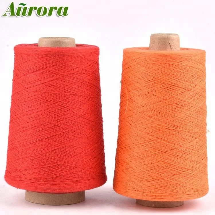 Factory supply orange knitting socks blended yarn Ne17S oe recycled cotton/polyester socks yarn