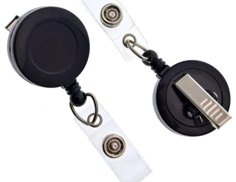 Retractable Badge Holder ID Card Holder Reel with SWIVEL-BACK Alligator Clip 360 Black