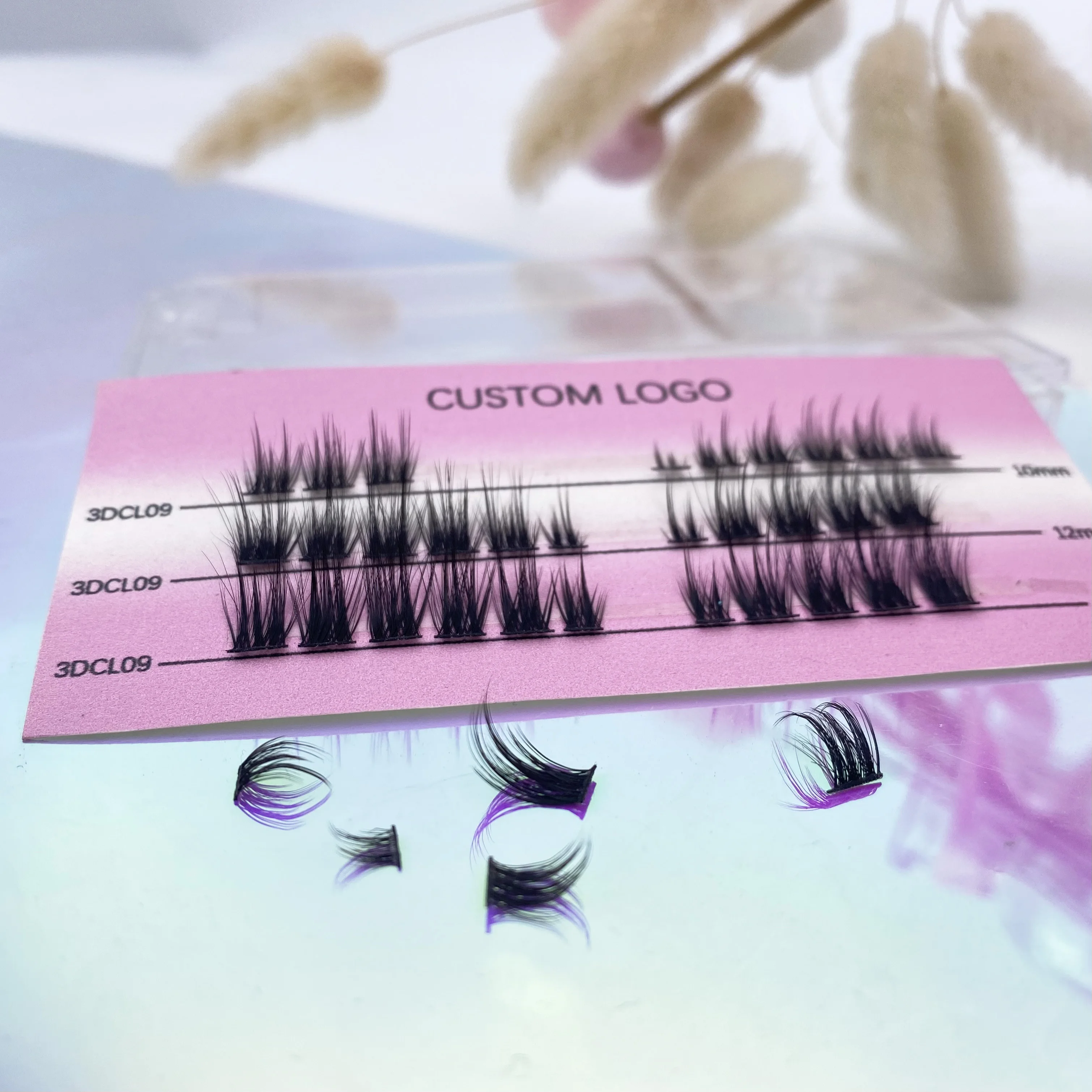 Professional segmented clusters kit hand made custom boon glue tweezers synthetic lashes set DIY premade cluster kit