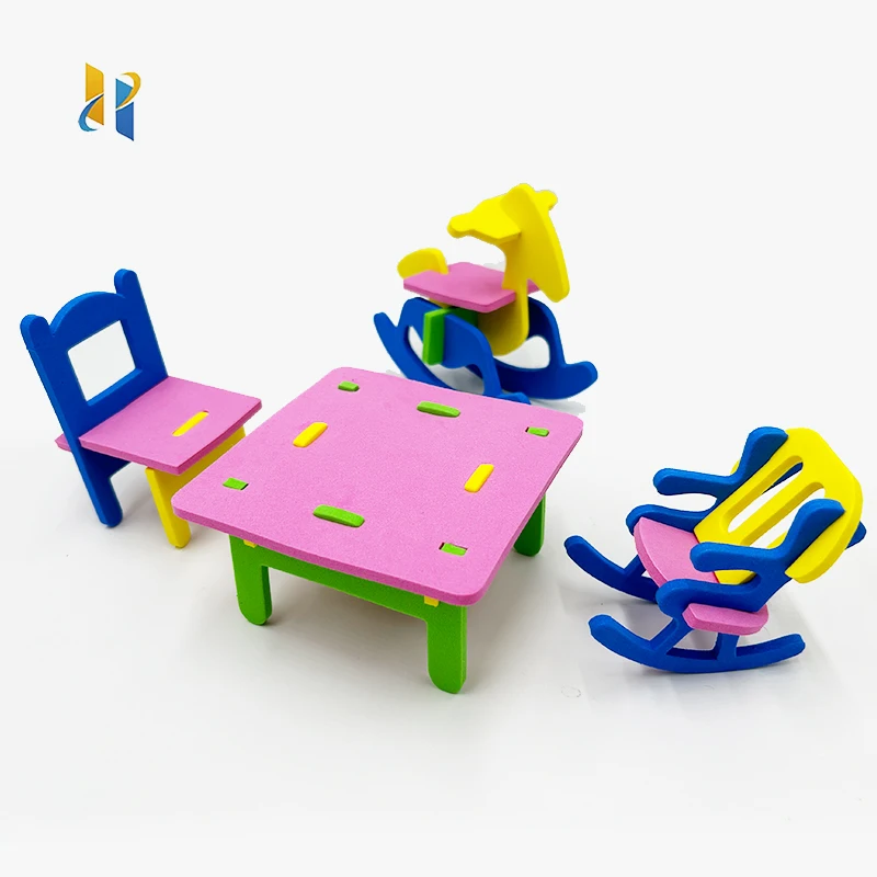 Wholesale Hot Selling Kids Toys Intellect Desk And Chair Study Furniture Set For Eva Foam 3d Jigsaw Puzzles