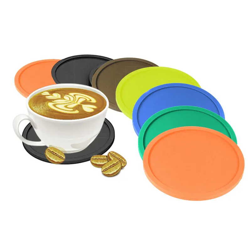 silicone cup coaster holder customized custom logo print rubber pvc mat pad head resistant water oil proof guang zhou factory