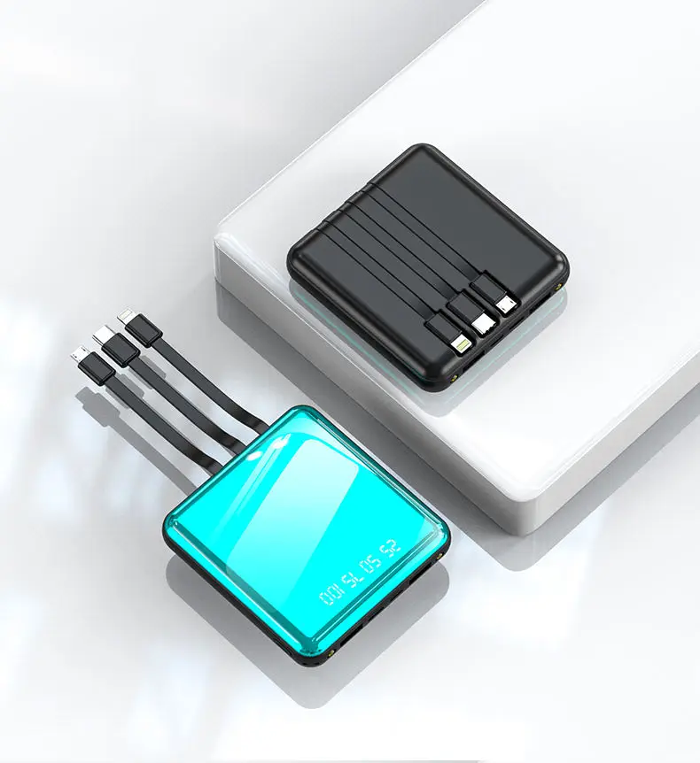 Factory selling portable High Capacity Phone Power Bank Mini built in cables 20000mah Fast Charging Powerbank