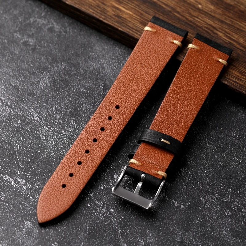 Vintage leather band watch high quality horween leather watch strap 20/22/24mm horween leather strap for smart watch