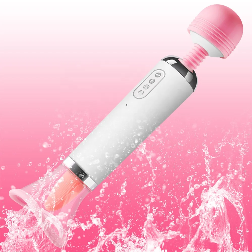 3 In 1 Tongue Licking Sucking Vibrator Clitoris Stimulation AV Wand Massager Female Masturbator Women Vibrator Adult Sex Toys