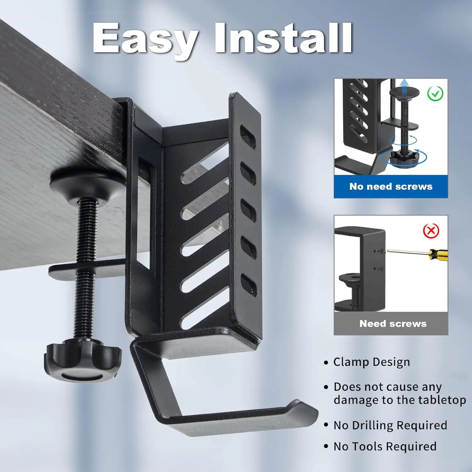 office Desk Side Hanging Laptop Organizer steel space saving Accessory Multifunction Keyboard Holder