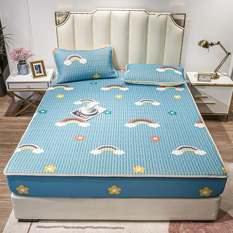 Cheap fitted bedsheet summer sleeping mat bed sheet mattress protector cover 180*200