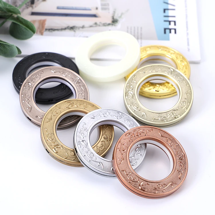 gold curtain with rings rods and clip metal material