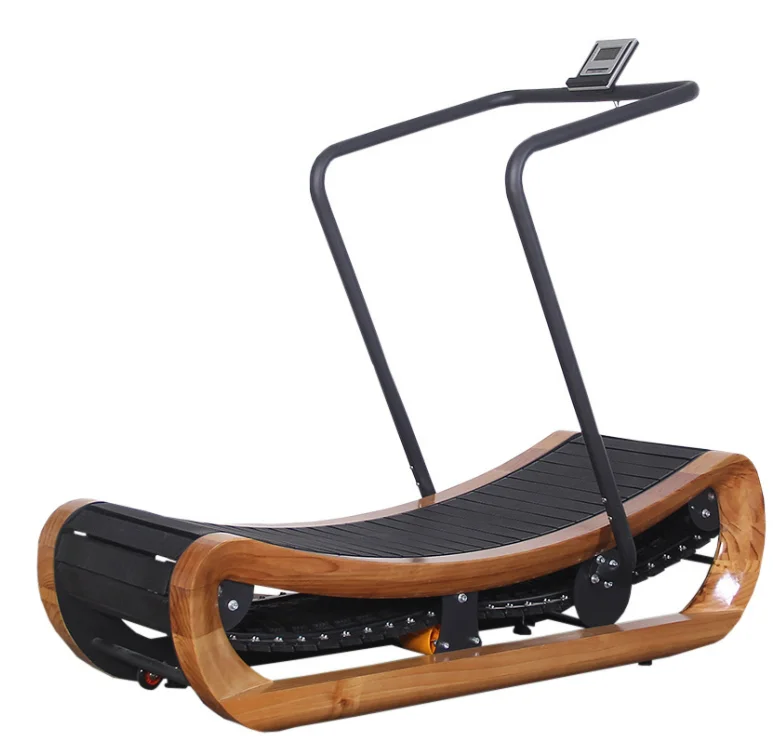 Wooden unpowered treadmill gym commercial curved curved indoor gym unassisted treadmill wholesale