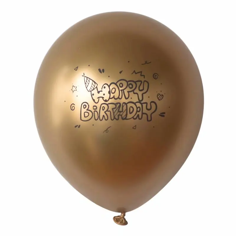 12 inch metallic happy birthday printing latex balloon thick metal chrome balloons globos birthday party supplies decoration