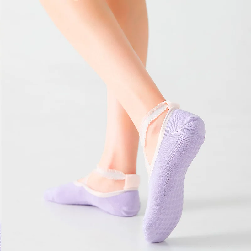 high quality women pilates socks in-stock custom design cotton girls non slip trampoline yoga dance barre ballet shoes socks