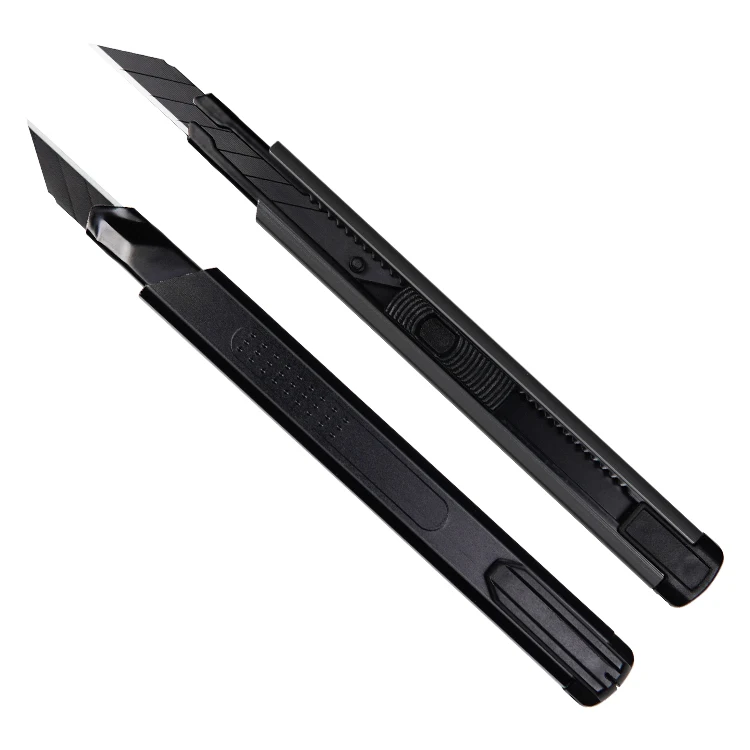 Manufore Plastic Aluminium Handle 9mm Snap Off Blades Blade Auto Lock Snap Off Black Cutter Blade Knife