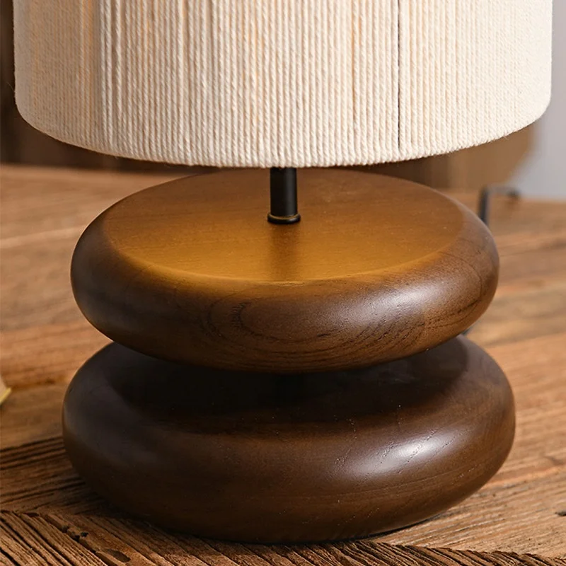 Modern 3000K E27 fabric night light reading solid wooden base bedside reading table lamps