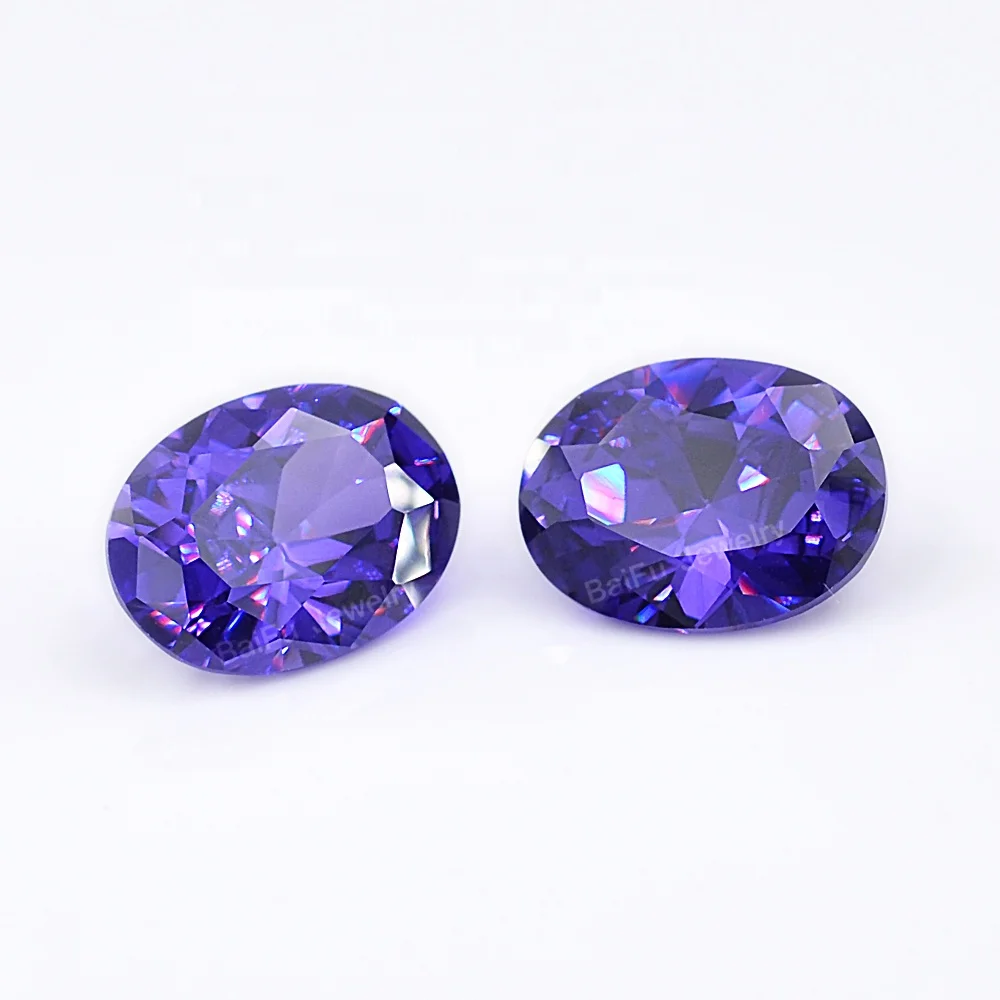 5A Wholesale Loose Gemstone Oval Purple Cubic Zirconia for