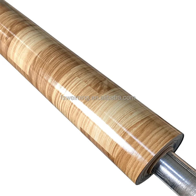 Wood Grain Design PVC Vinyl Flooring Roll With Grey Backing