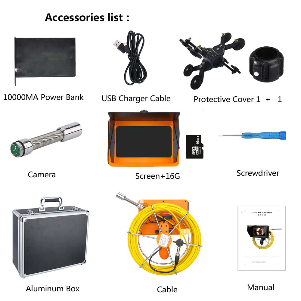 WIFI wireless 7inch Touch screen Industrial Pipe Sewer Inspection Video HD 1080P Camera with Meter Counter DVR Photo Editing 50M