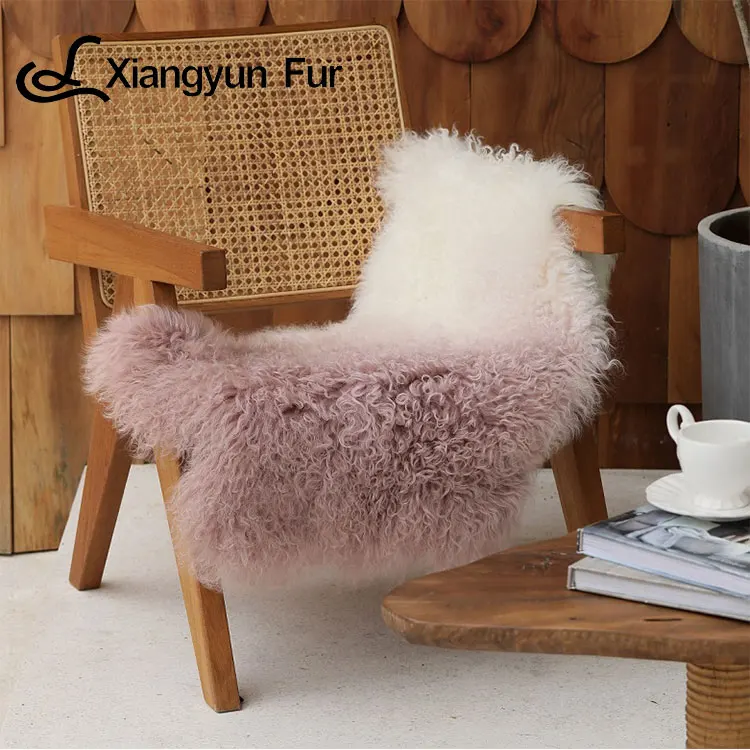 Premium Quality Curly Long Hair Fur Plate Pelt Mongolian Sheep Carpet Soft Fur Blanket