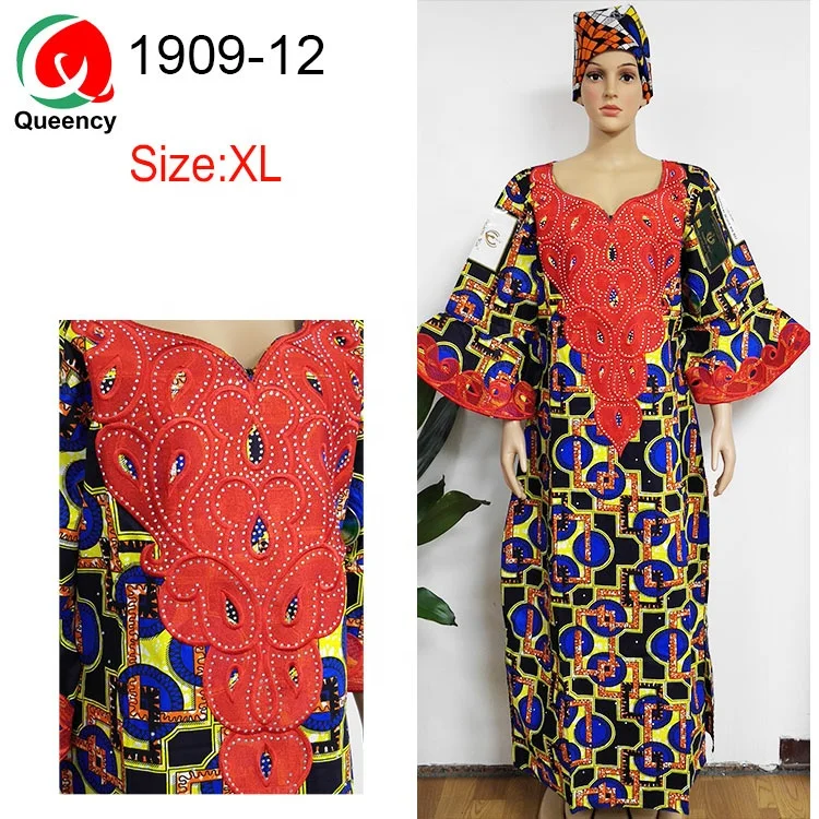 Embroidery African Wax dress 100% cotton wax fabric Factory Price Custom Wax Clothing African women dress in stock ready to ship