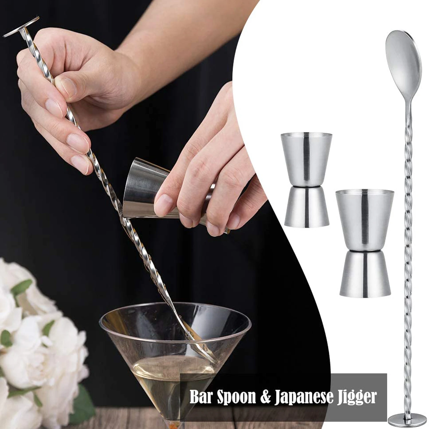 Wuyi Camol Complete 15pcs Boston Cocktail Shaker Set - 750ml+600ml Shakers - Pro Bar Tools - Boston Cocktail Shaker