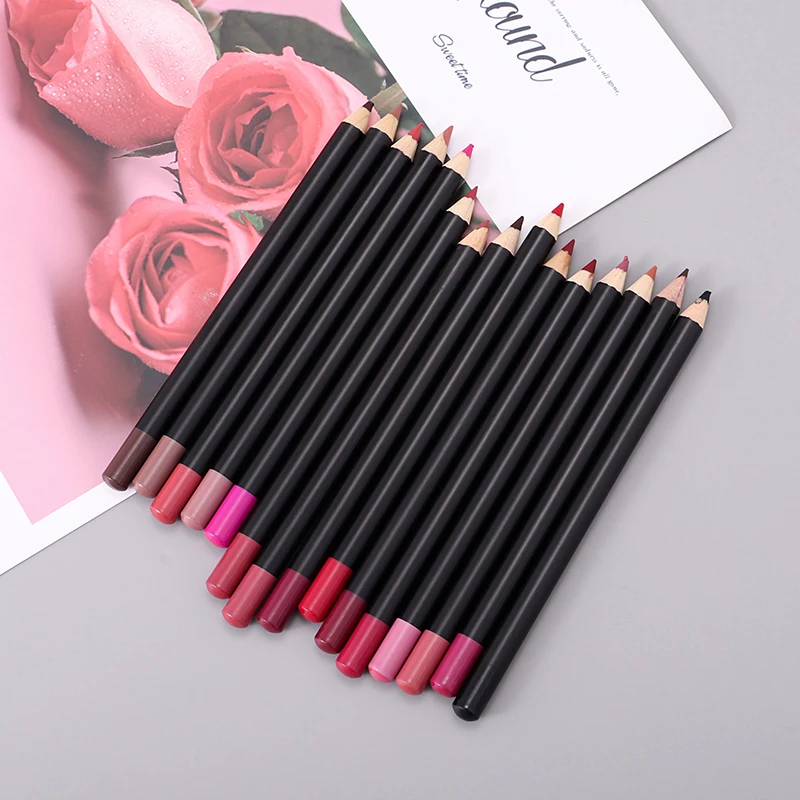 Wholesale lip liner pencils custom private label matte natural waterproof wooden lip liner High Pigment Matte Lipliner Pencil
