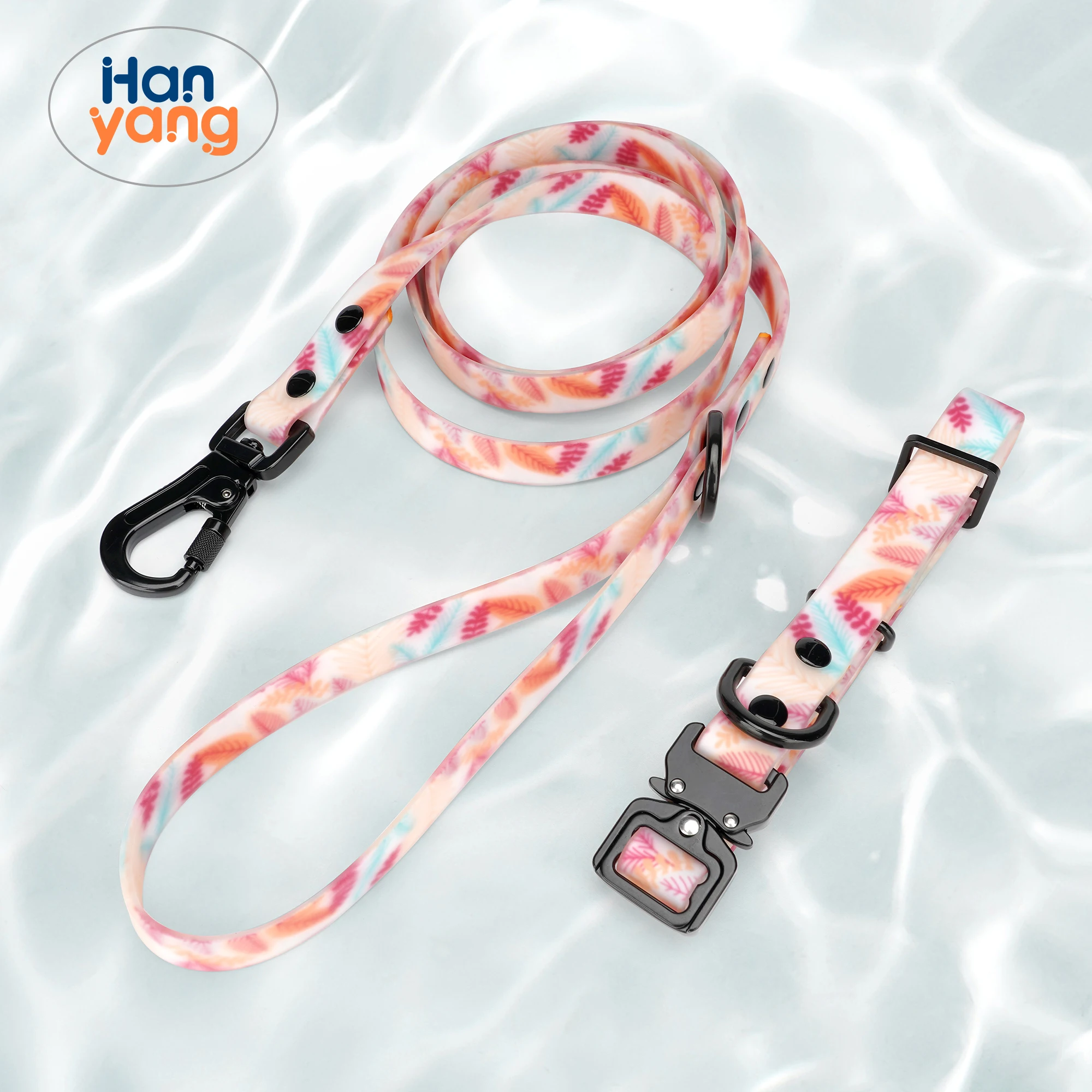 HanYang Pet Accessories Supply luxury custom pet training collar dog leash collar PVC Waterproof Dog Collar and Leash set