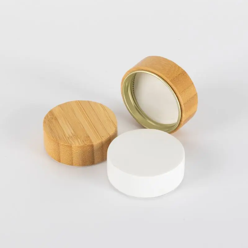 Custom 47mm 4oz 120ml Glass Spice Jar Aluminum Bamboo Screw Lids Bamboo Screw Cap