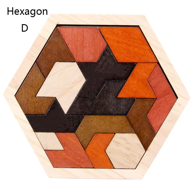 Hexagon Building Blocks Geometric Toys Wooden Puzzle Educational
